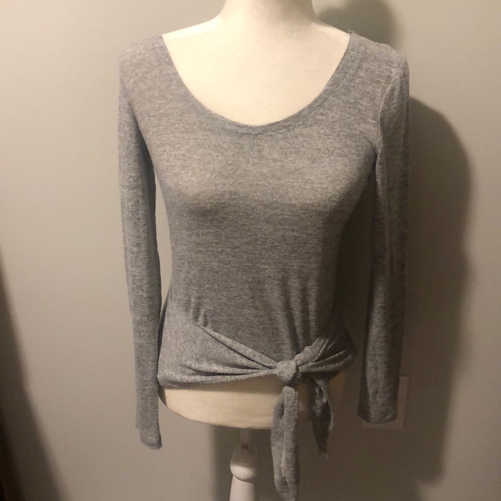 Grey Longsleeved tie up shirt